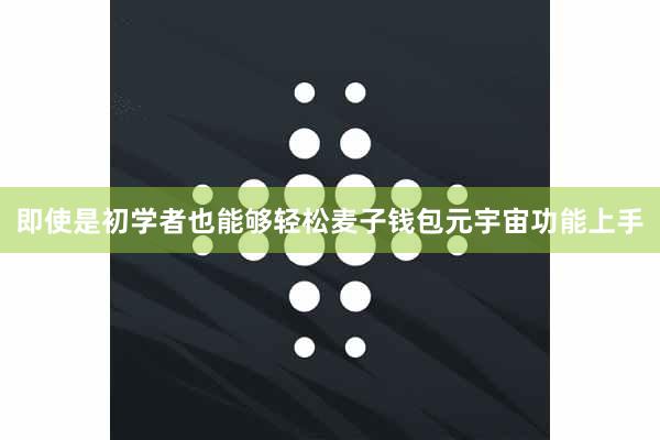 即使是初学者也能够轻松麦子钱包元宇宙功能上手